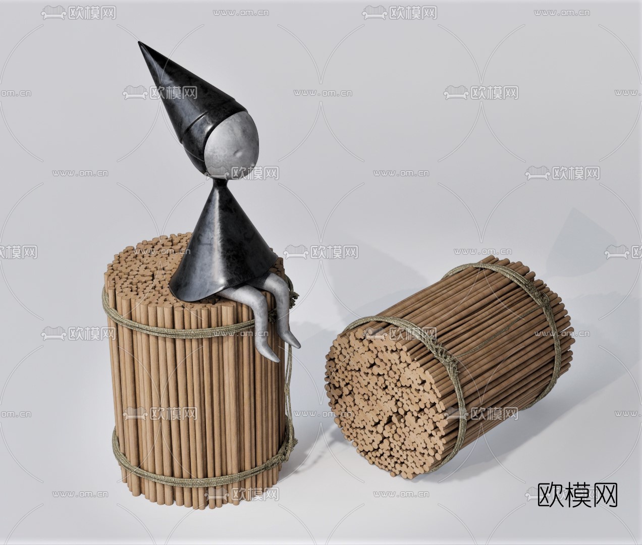 自然风圆几边几su模型