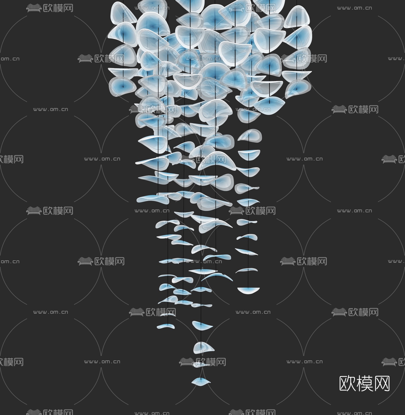现代水晶片装饰灯3d模型下载（渲染图1）