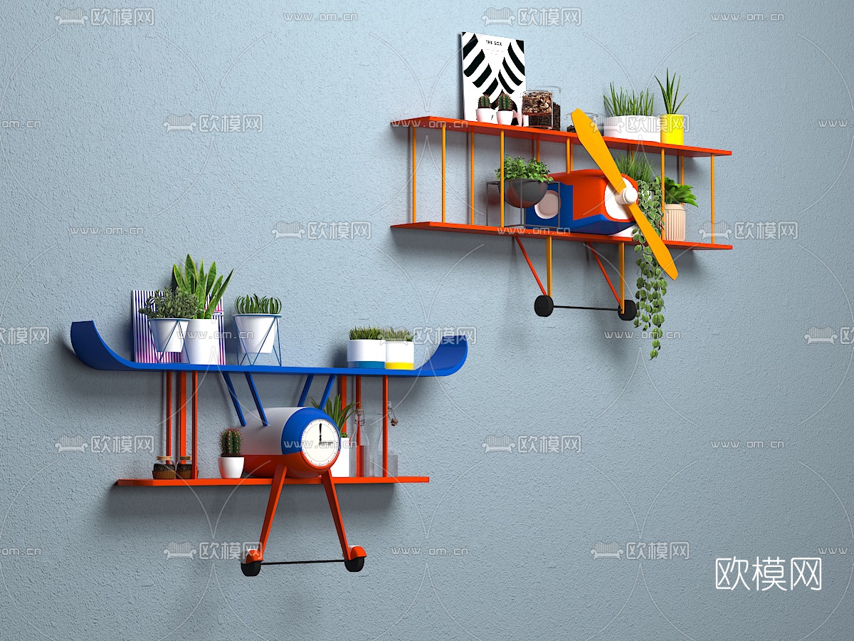 北欧飞机造型装饰架3d模型下载