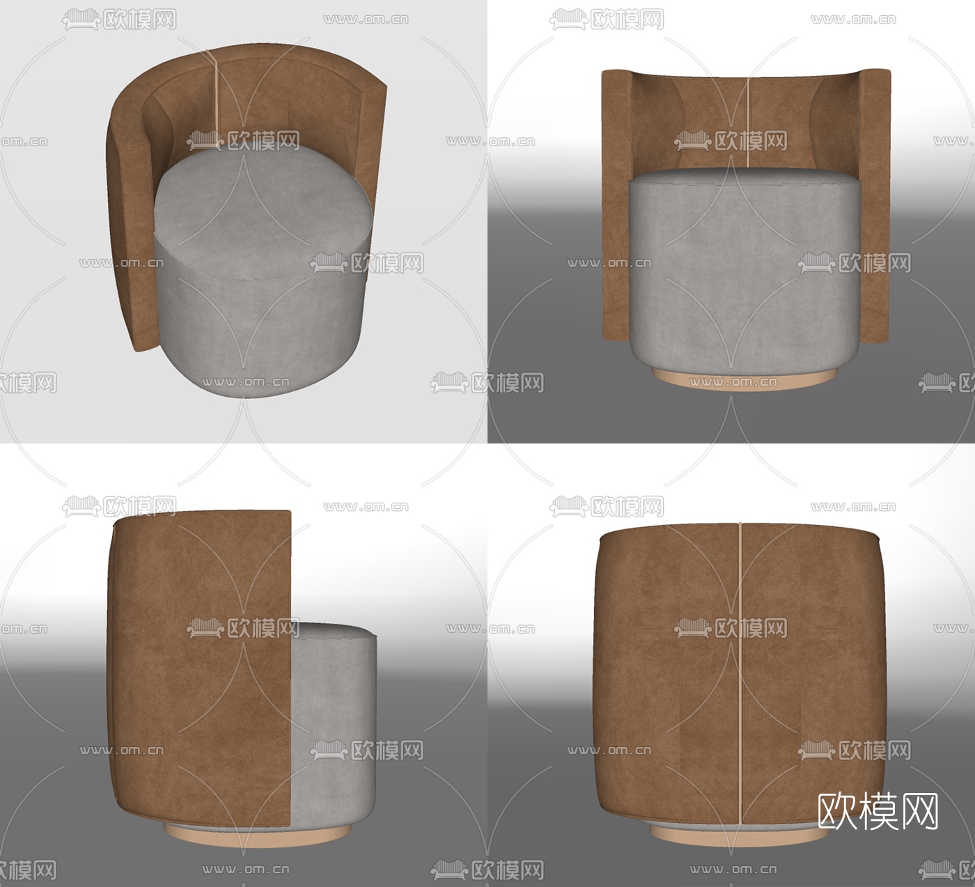 现代凳子圆凳su模型下载（渲染图2）