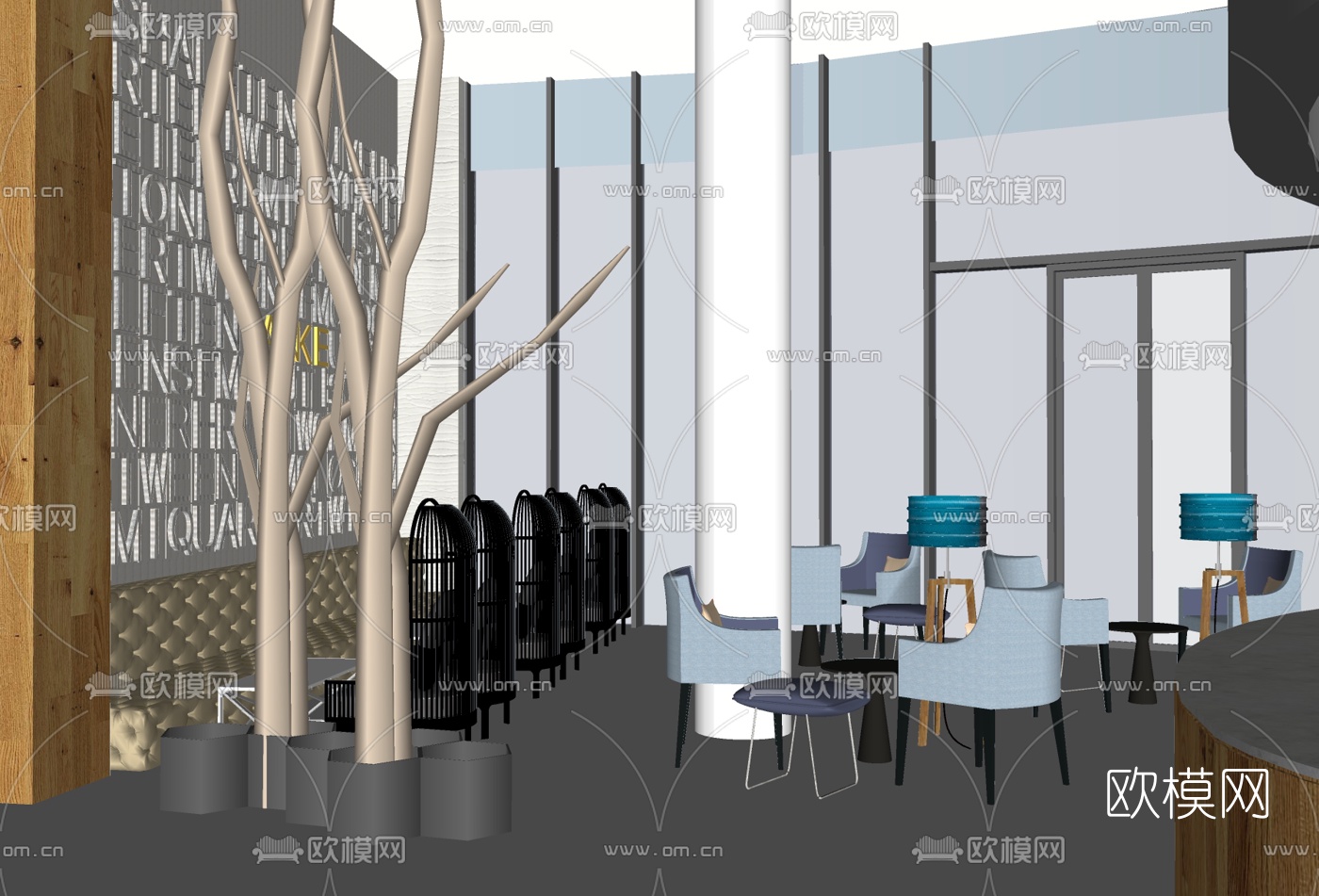 现代办公室休息区su模型