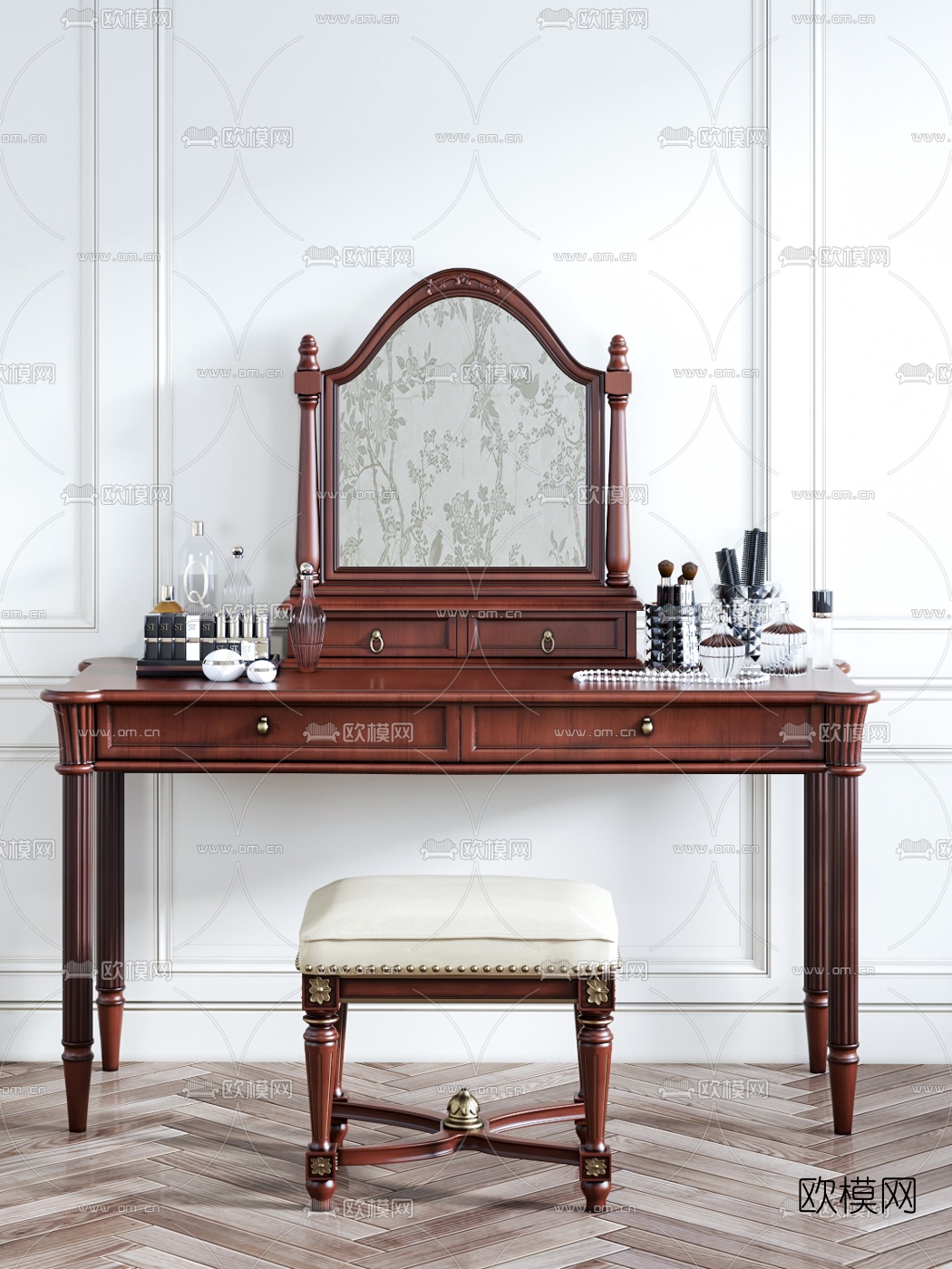 美式梳妆台3d模型下载