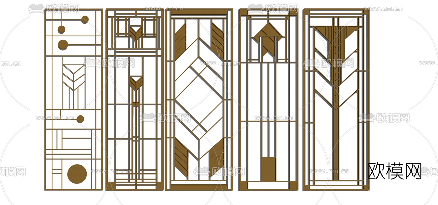 现代金属隔断组合su模型下载
