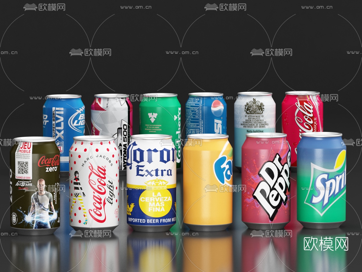 现代酒水饮料3d模型下载（渲染图1）