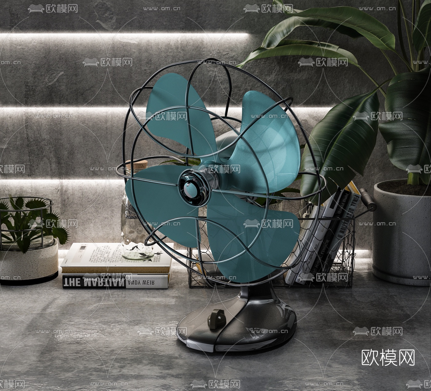 工业风复古风扇3d模型下载（渲染图4）