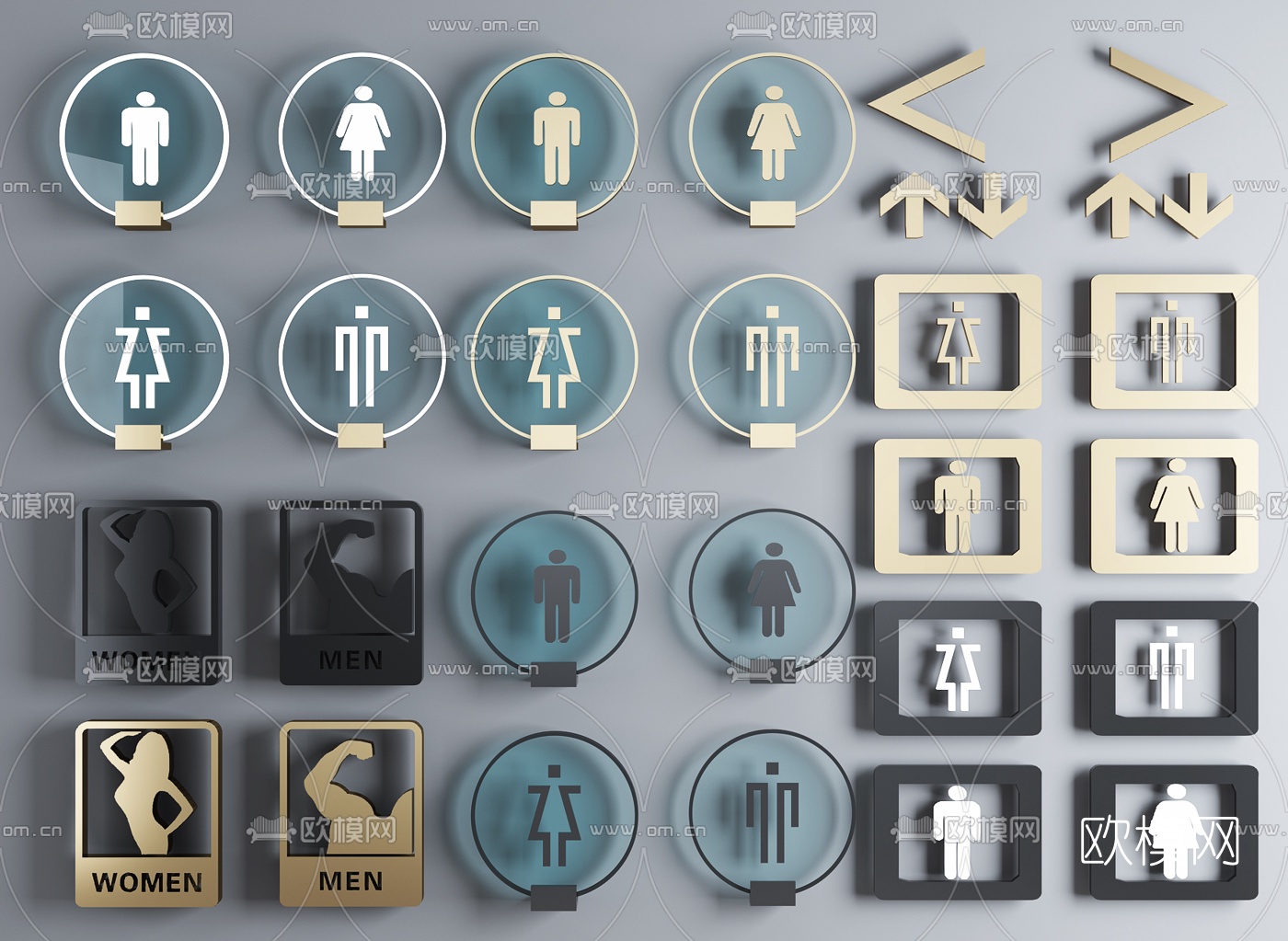 现代卫生间标识牌指示牌3d模型下载