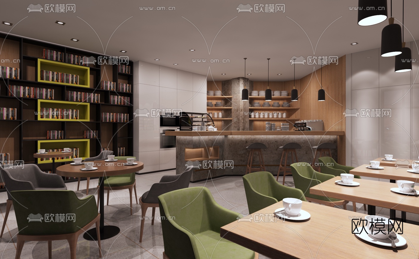 现代橱柜展厅休闲区3D模型下载（渲染图1）