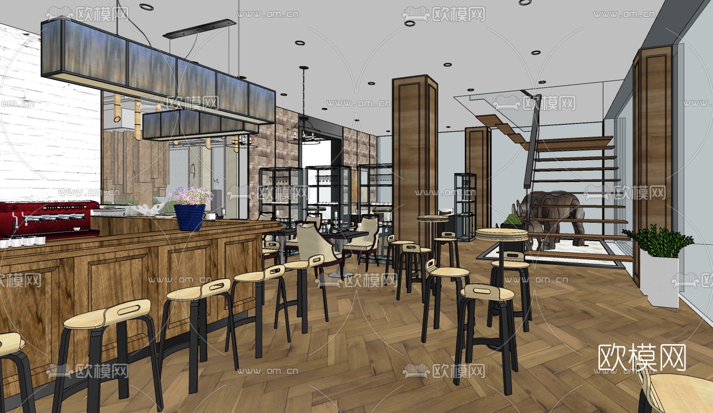 现代酒店大堂免费su模型下载（渲染图5）