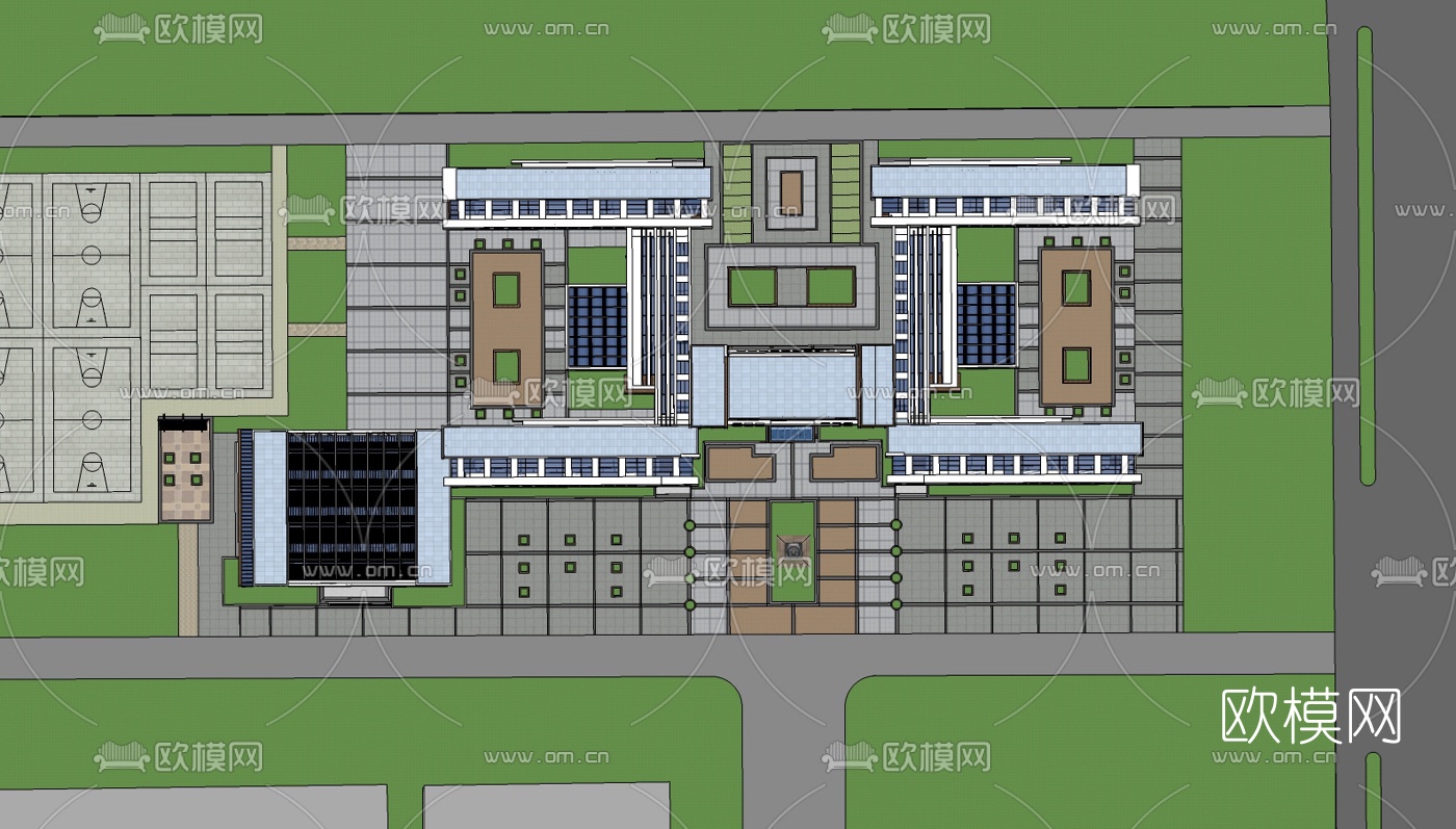 现代学校免费su模型下载（渲染图1）