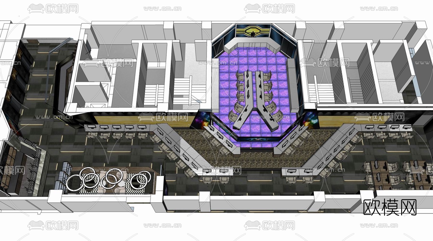 现代网吧su模型下载（渲染图1）