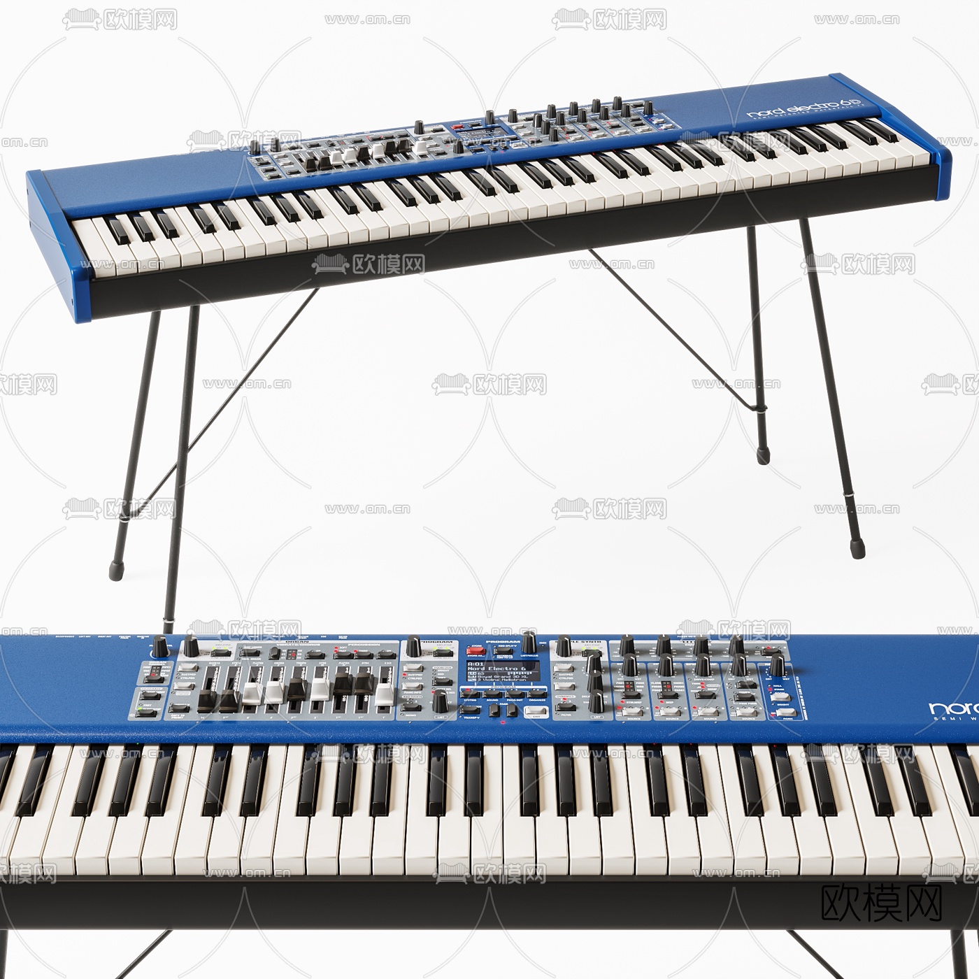 现代蓝色电子琴3d模型