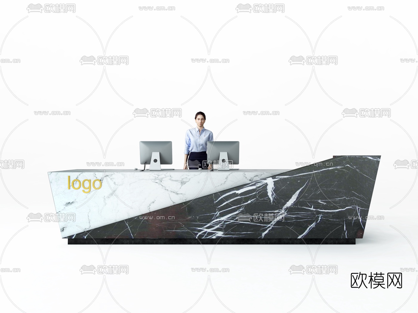 现代接待台前台3d模型