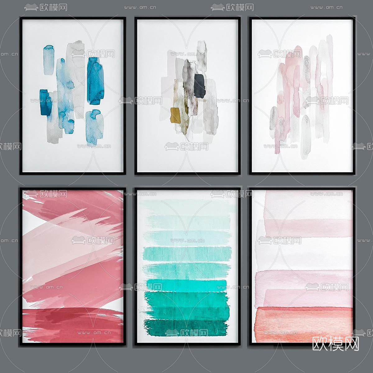 北欧水粉装饰挂画3d模型下载