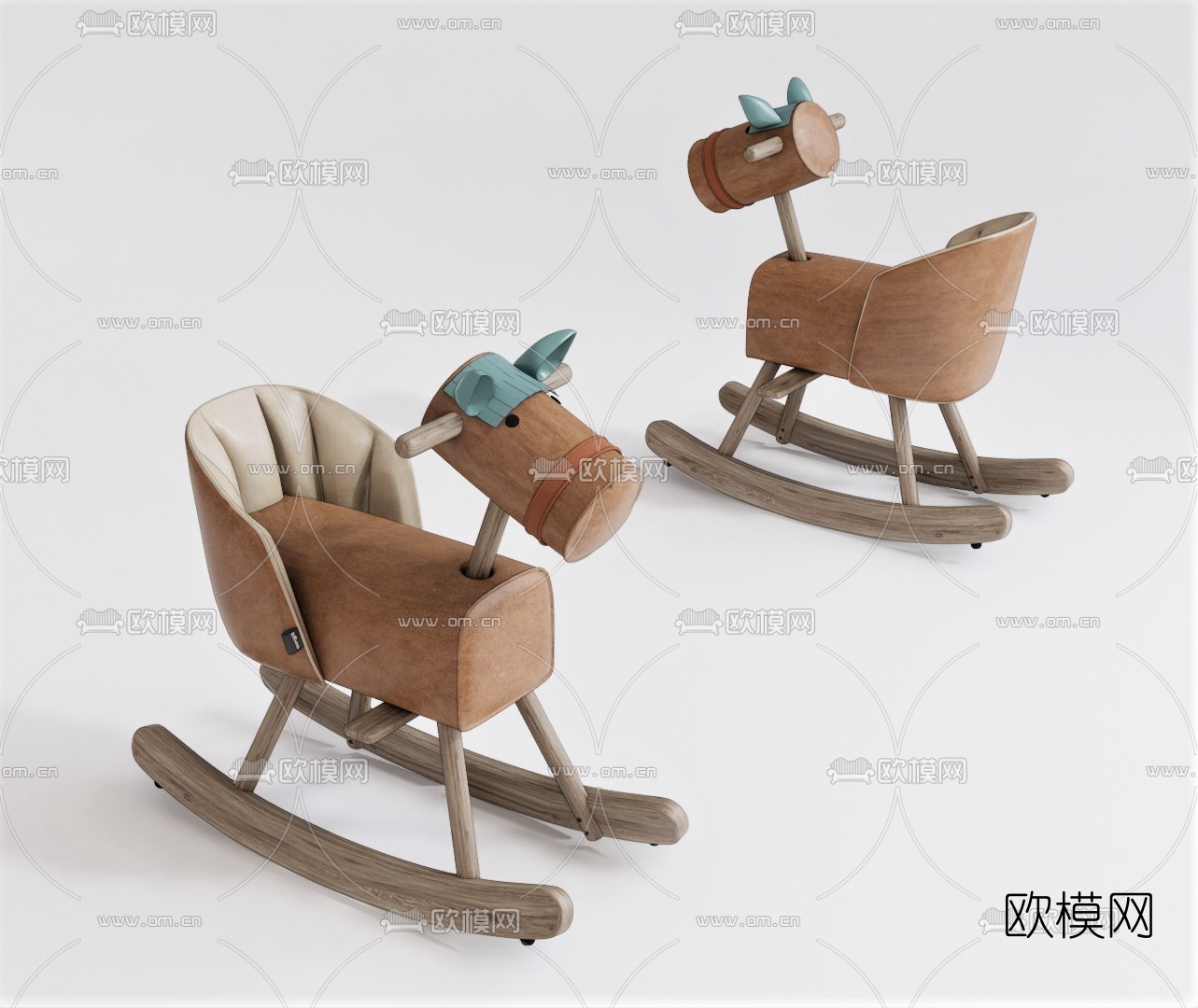 现代儿童木马摇摇椅su模型下载（渲染图1）