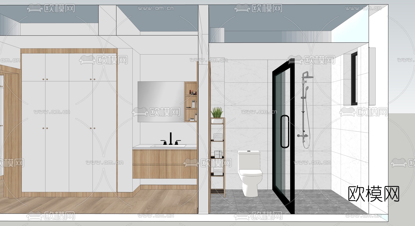 北欧客餐厅su模型下载（渲染图4）
