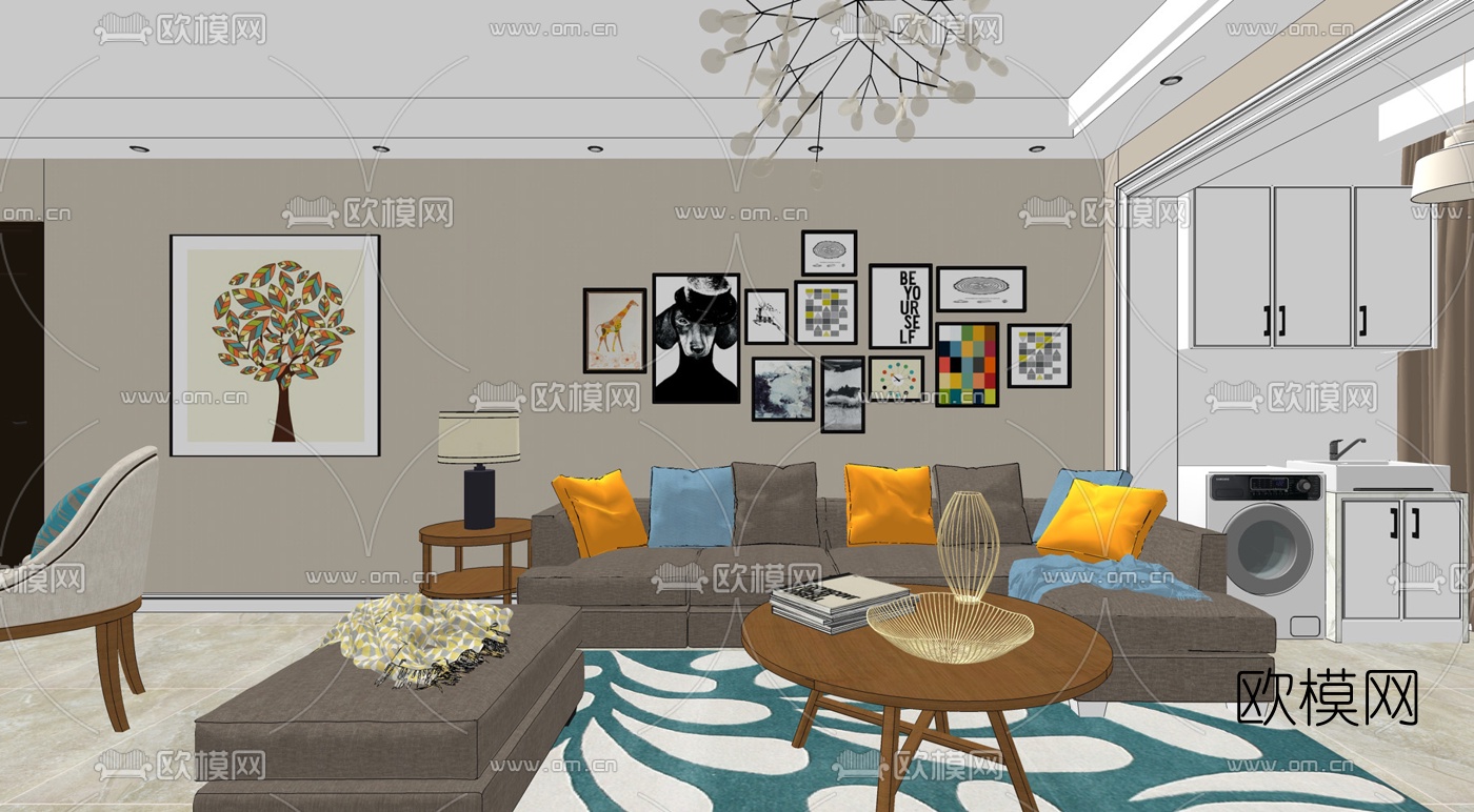 北欧客餐厅su模型