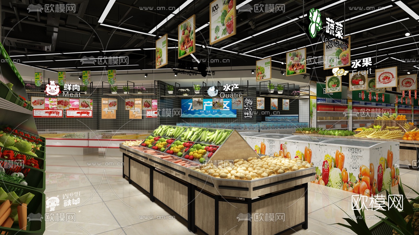 现代超市3d模型