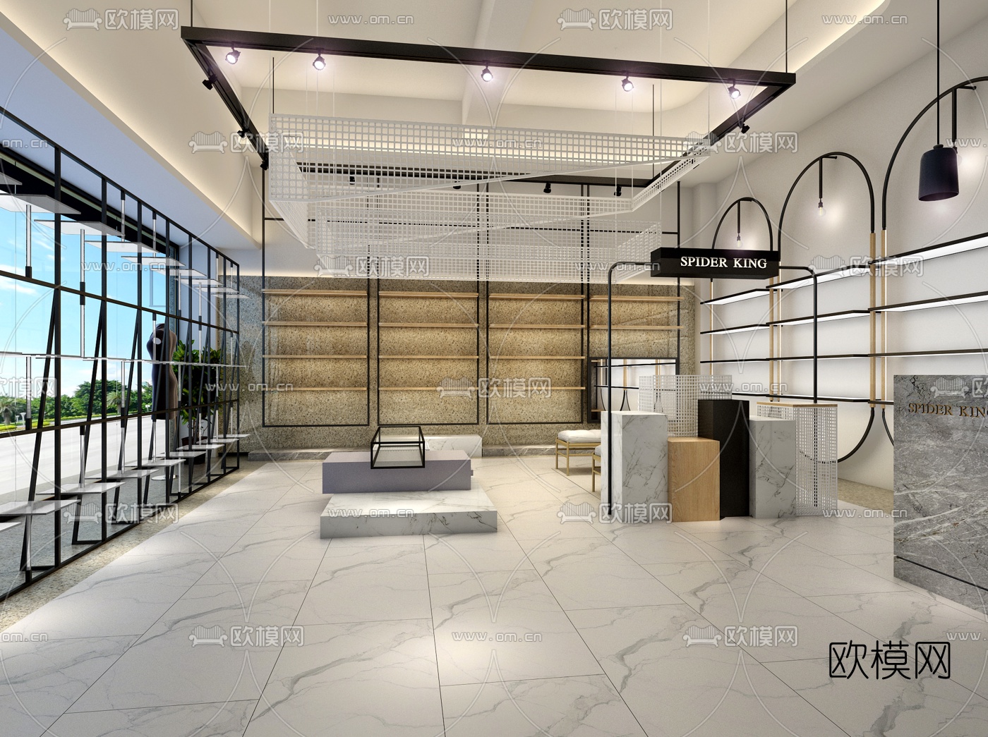 工业风鞋店门面3D模型