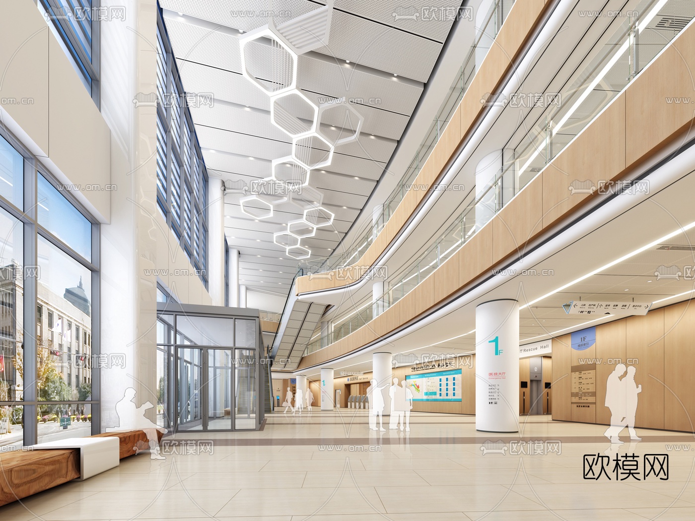 现代医院大堂3d模型下载（渲染图2）