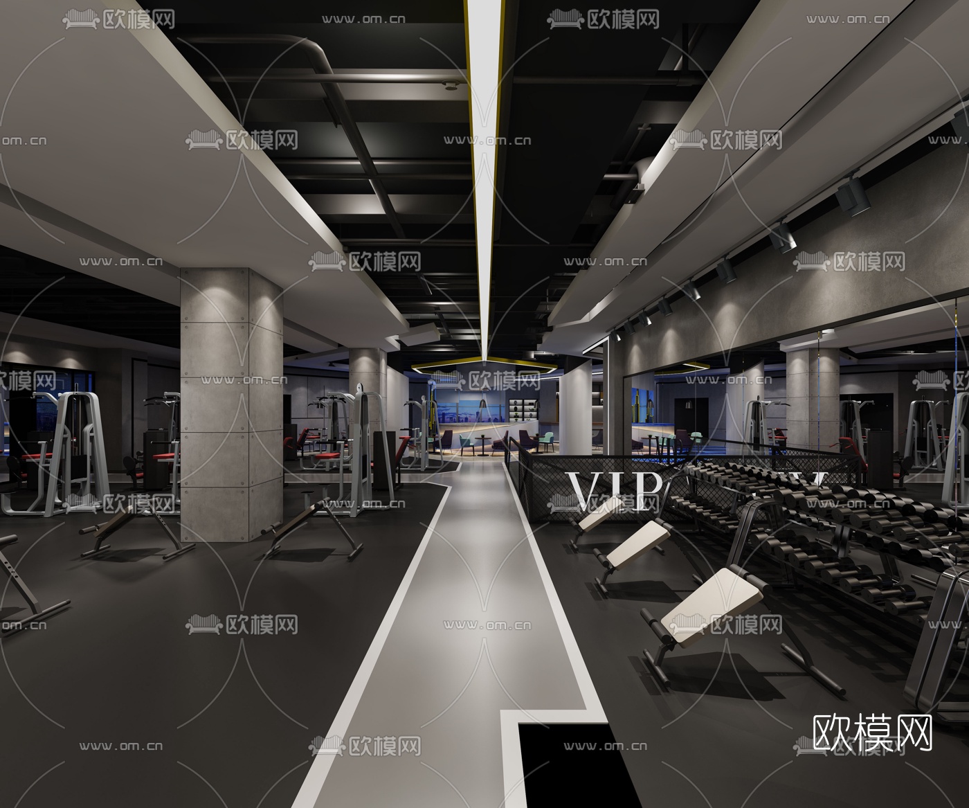 现代健身房3d模型