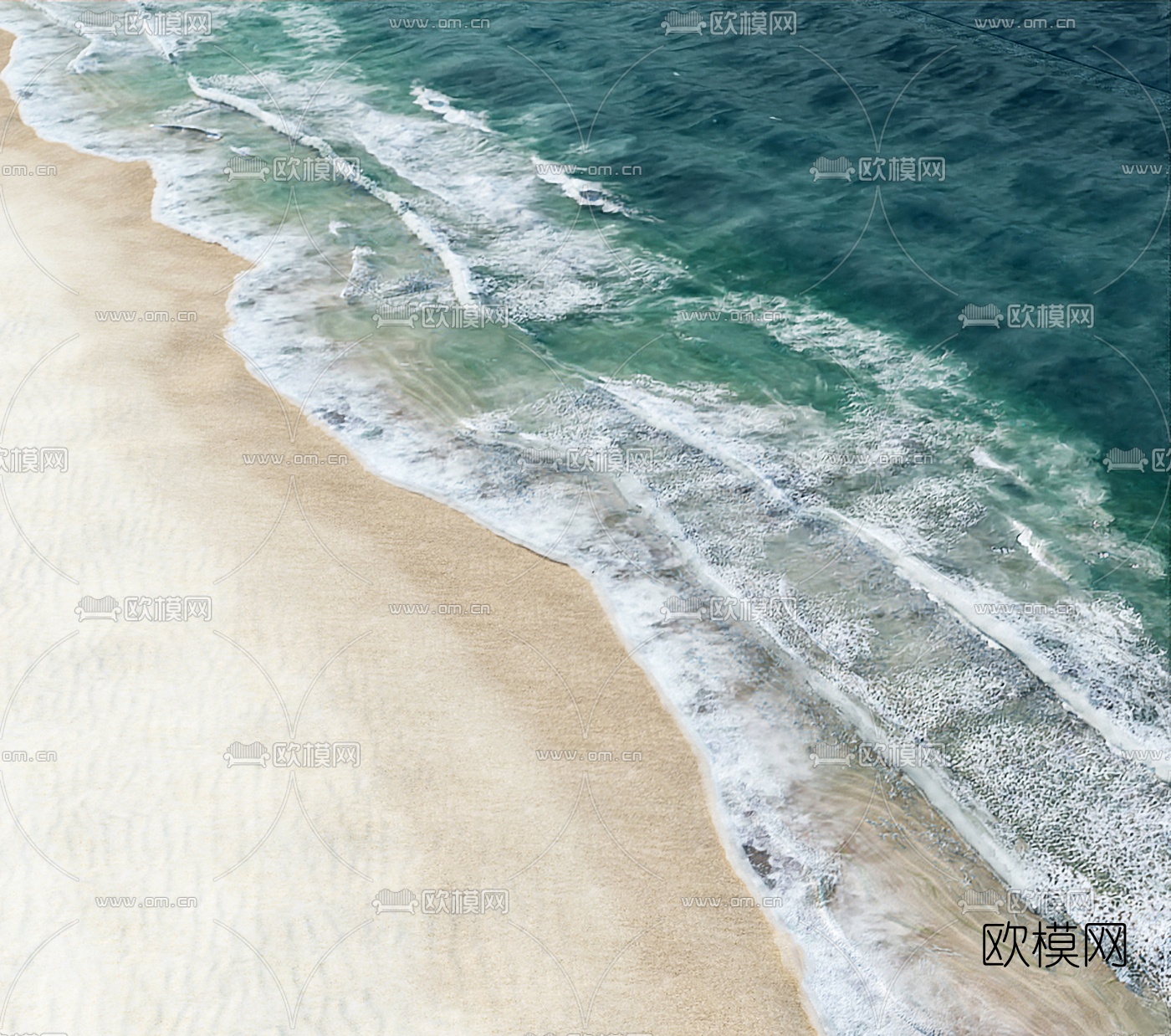 现代海滩海浪景观3d模型