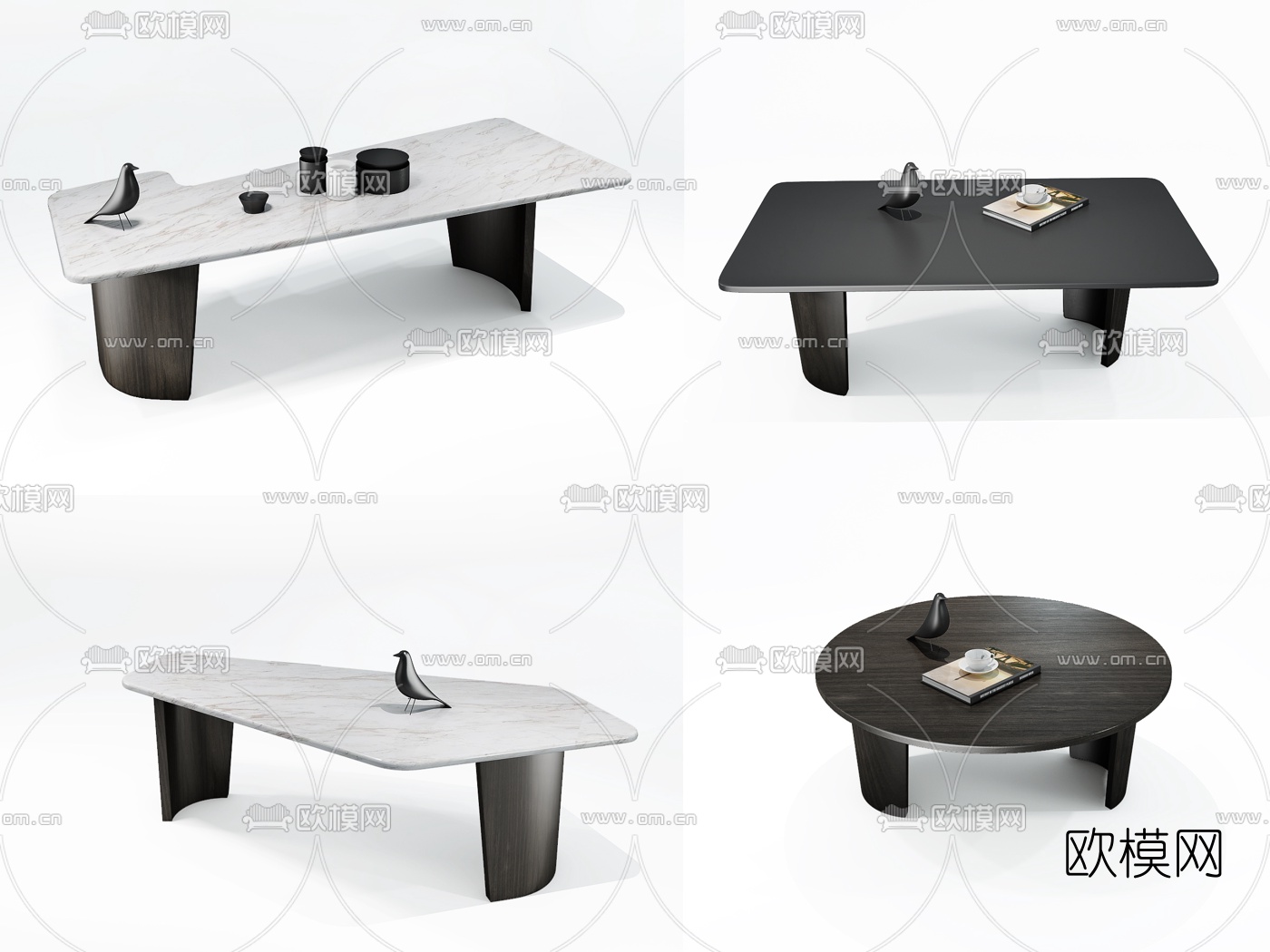 现代意大利米洛提茶几组合3D模型-免费3dmax模型库-欧模网