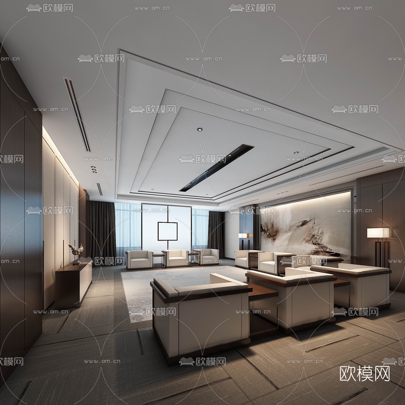 新中式接待室洽谈室3D模型下载_ID10234138_3dmax免费模型-欧模网