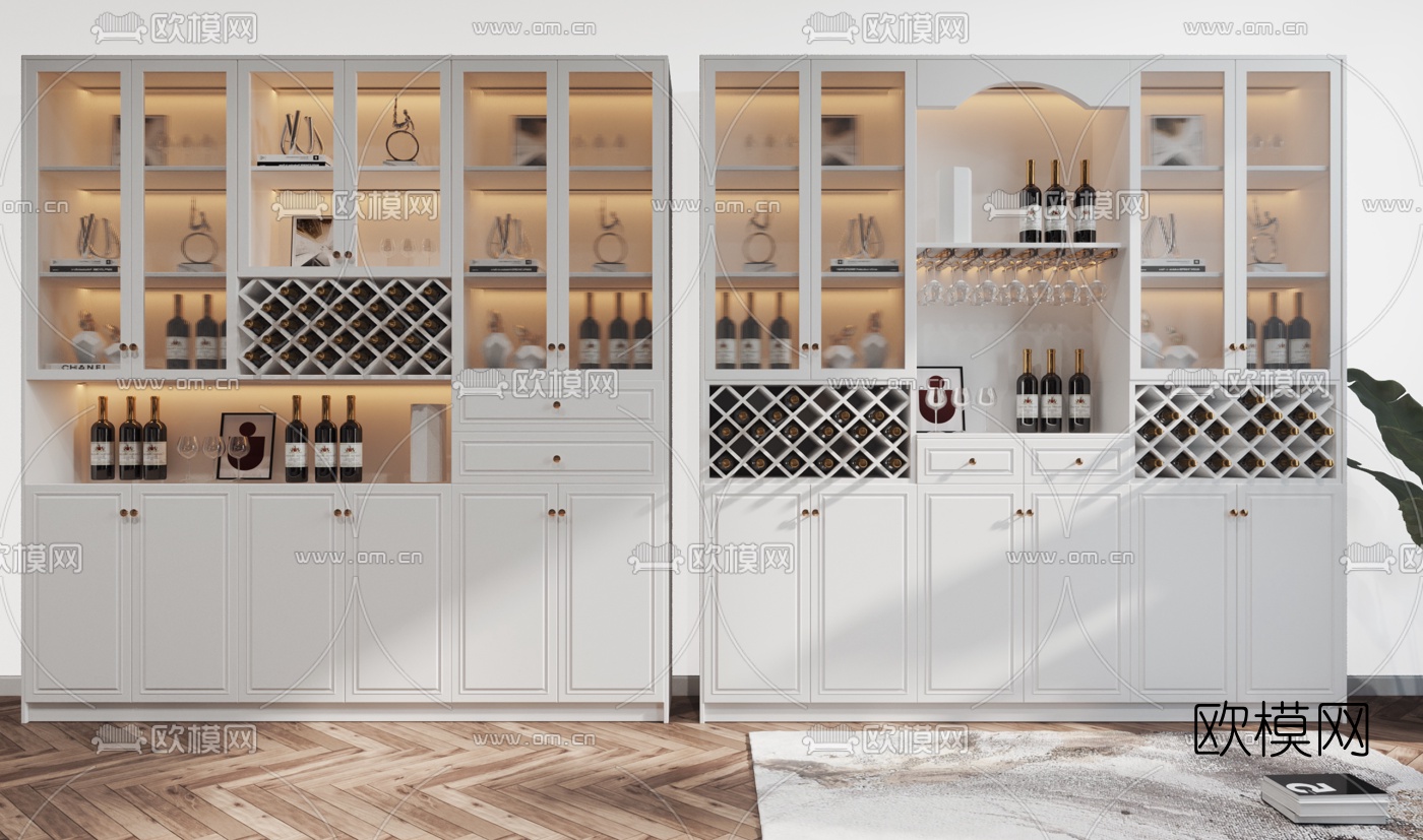 现代多功能酒柜3d模型下载