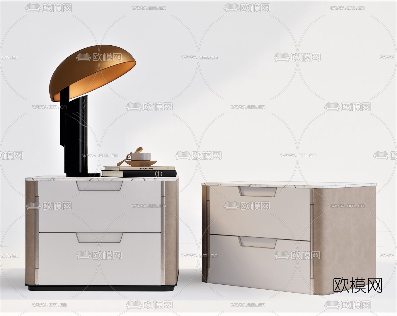 现代轻奢床头柜su模型下载（渲染图1）