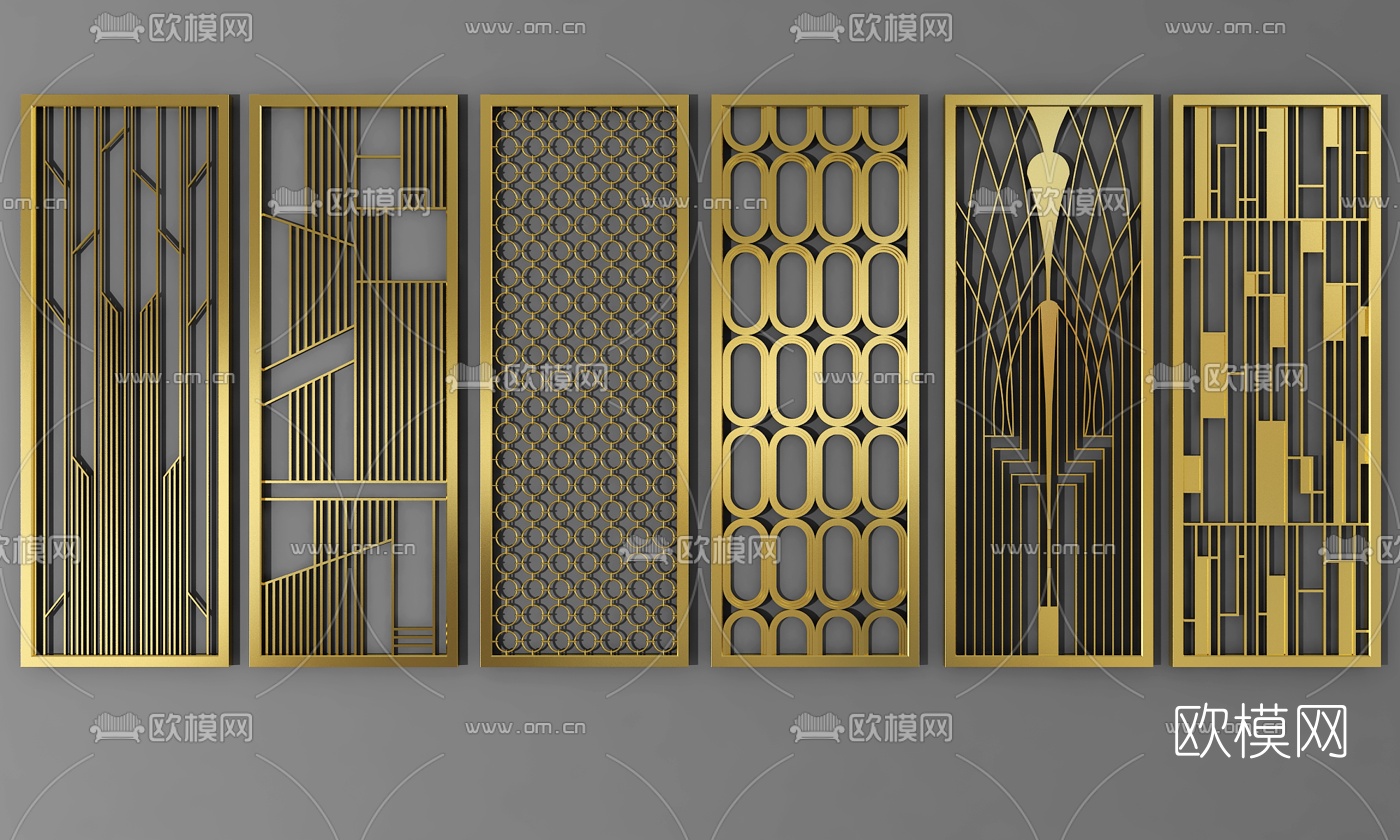现代金属屏风隔断3d模型下载