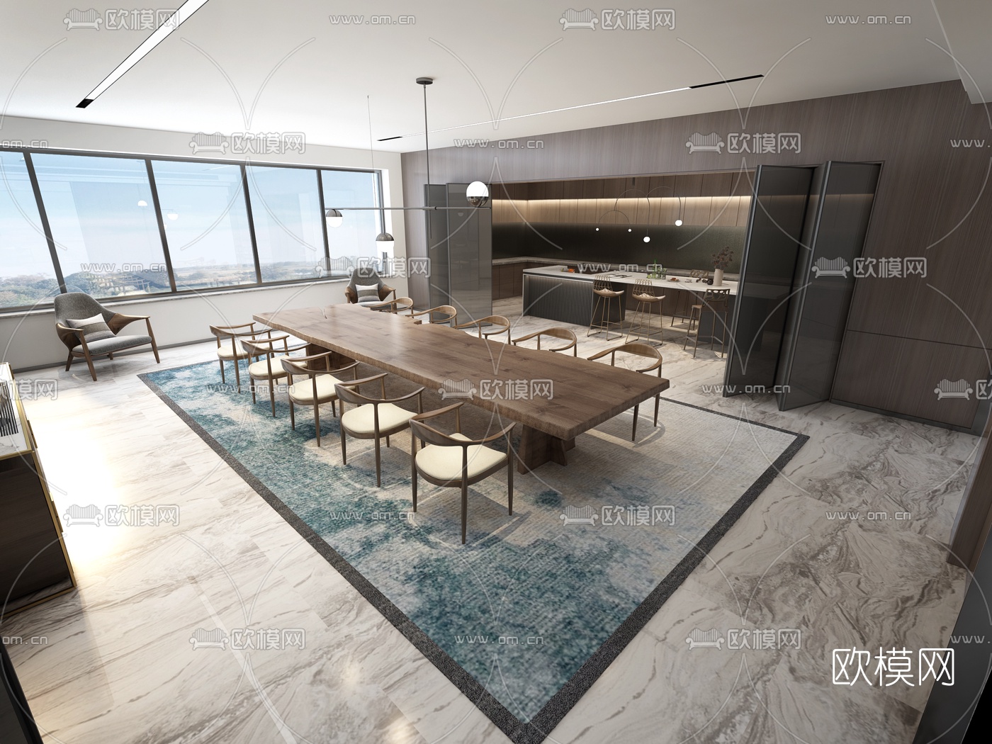 新中式餐厅厨房3d模型