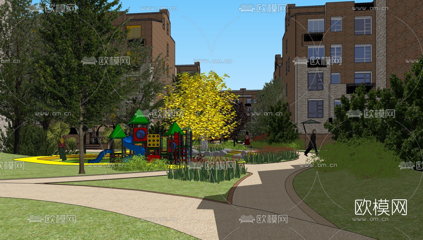 现代园林景观su模型下载（渲染图2）