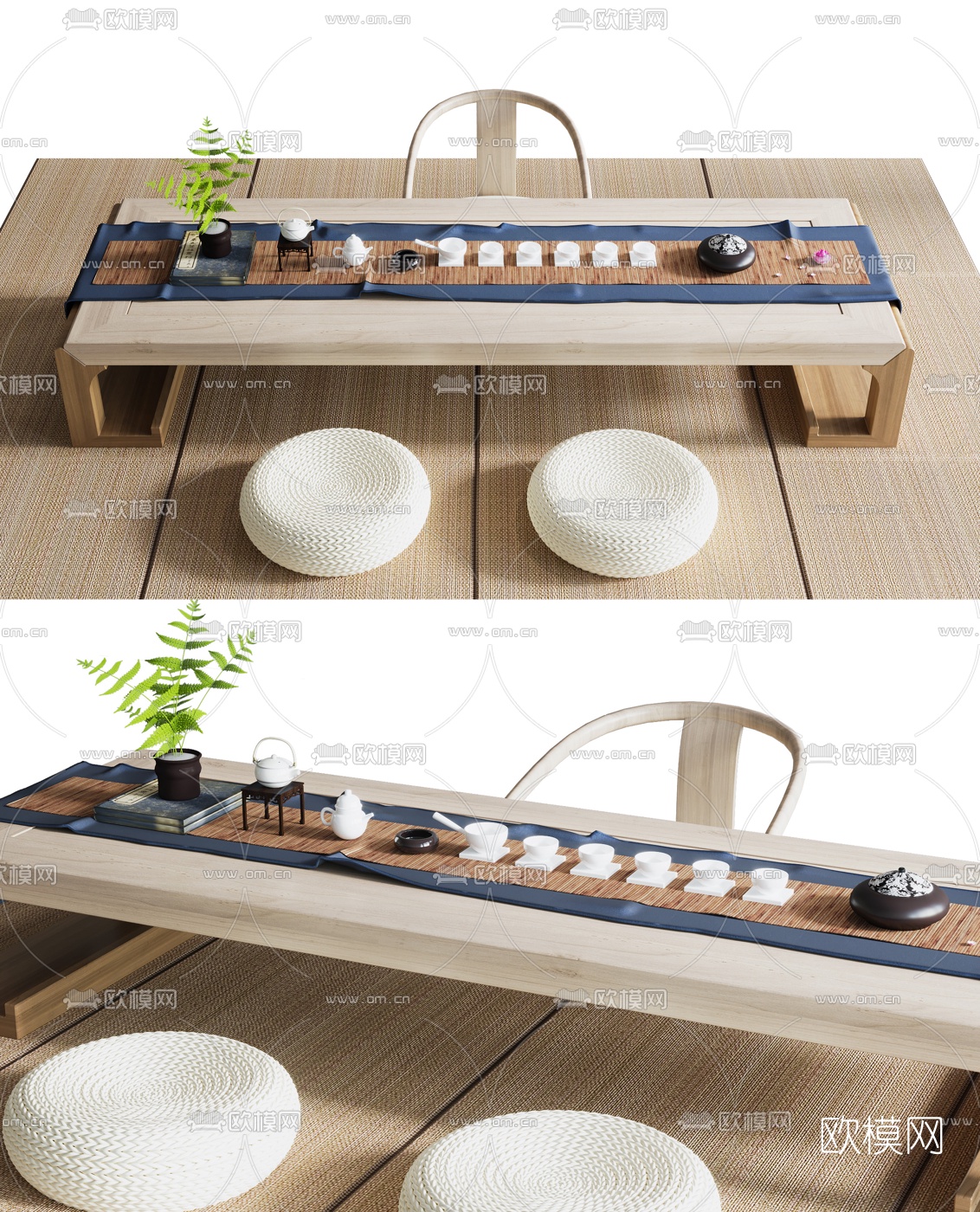 日式榻榻米茶桌椅3d模型
