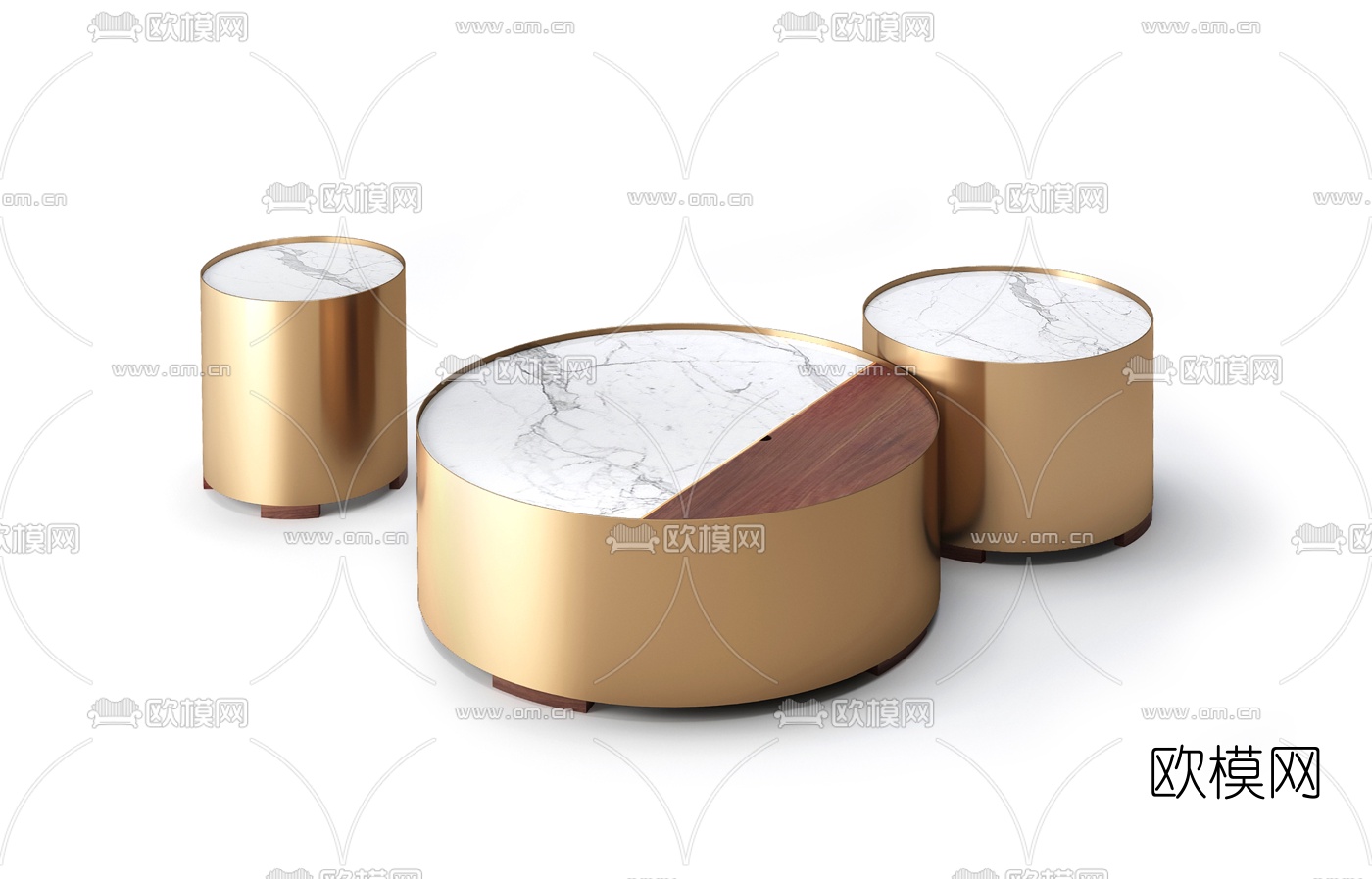 现代轻奢茶几边几圆几3d模型