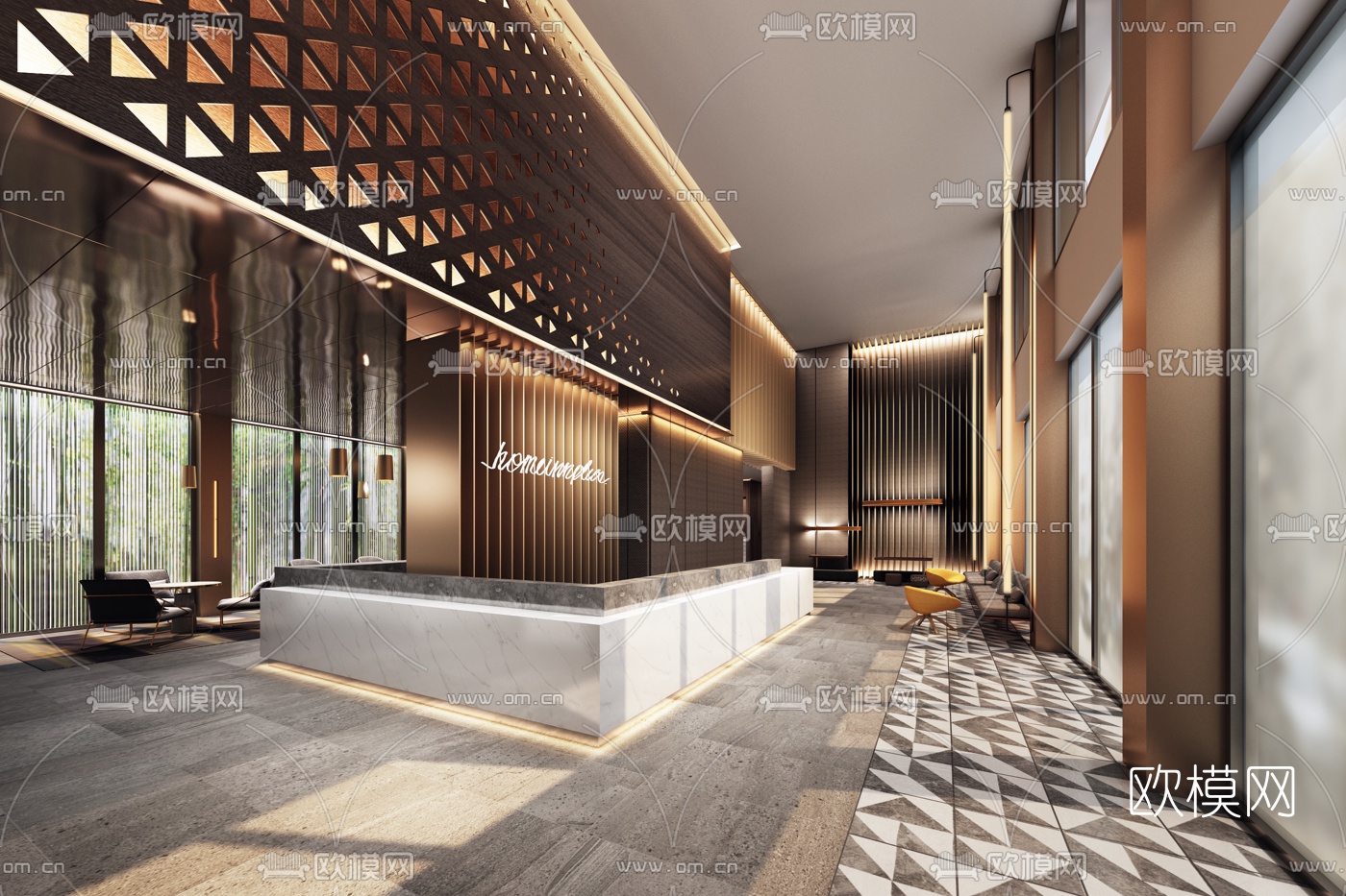 现代酒店大堂3d模型