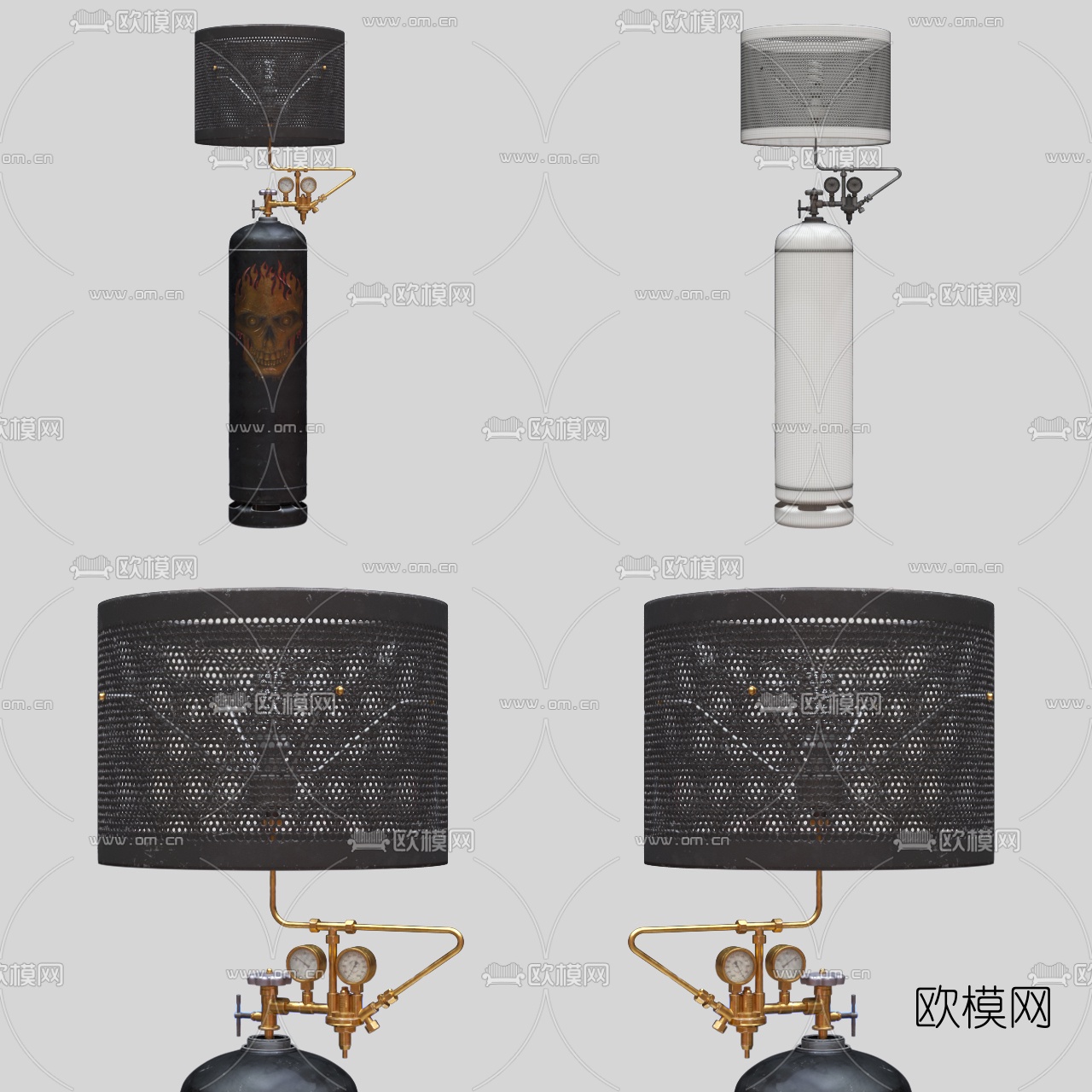 工业风落地灯3d模型