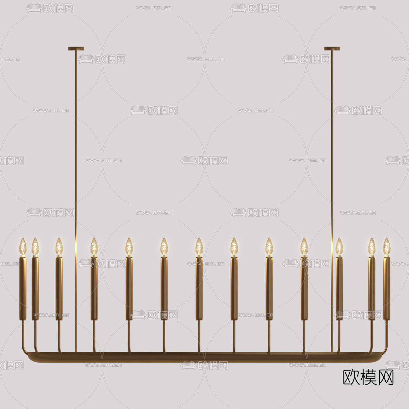 现代金属烛台吊灯3d模型