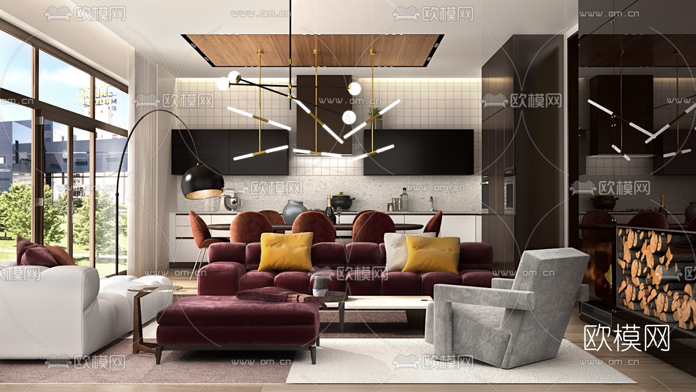 Stanislav Ananev设计 现代客厅餐厅3d模型下载