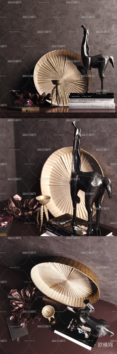 现代书籍饰品摆件3d模型下载（渲染图2）