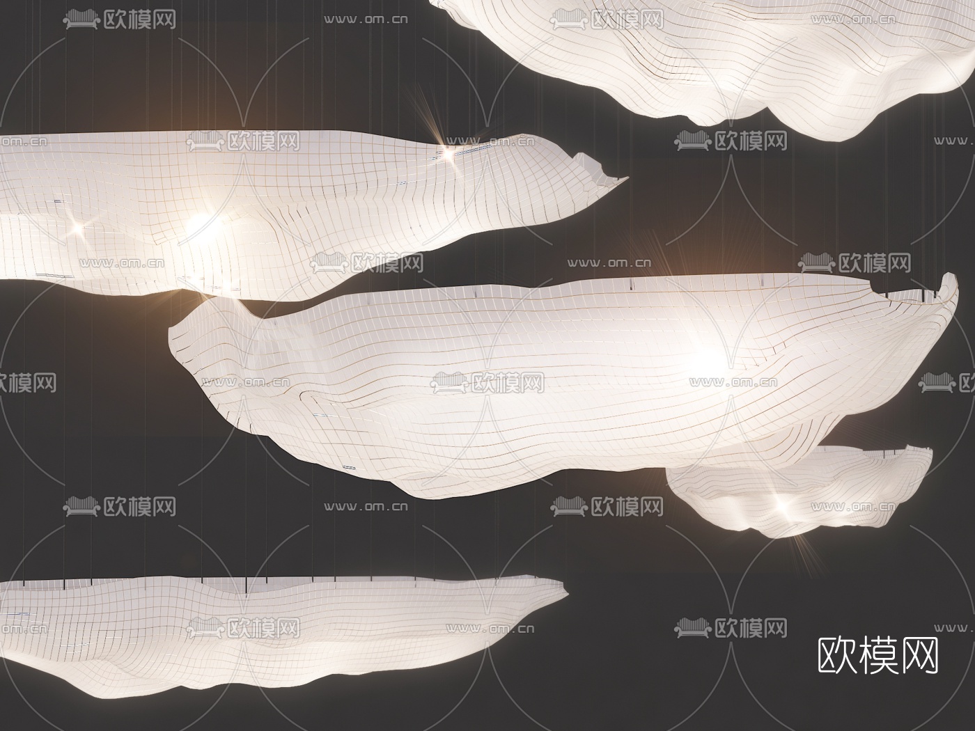 现代大型水晶创意装饰灯3d模型下载（渲染图1）