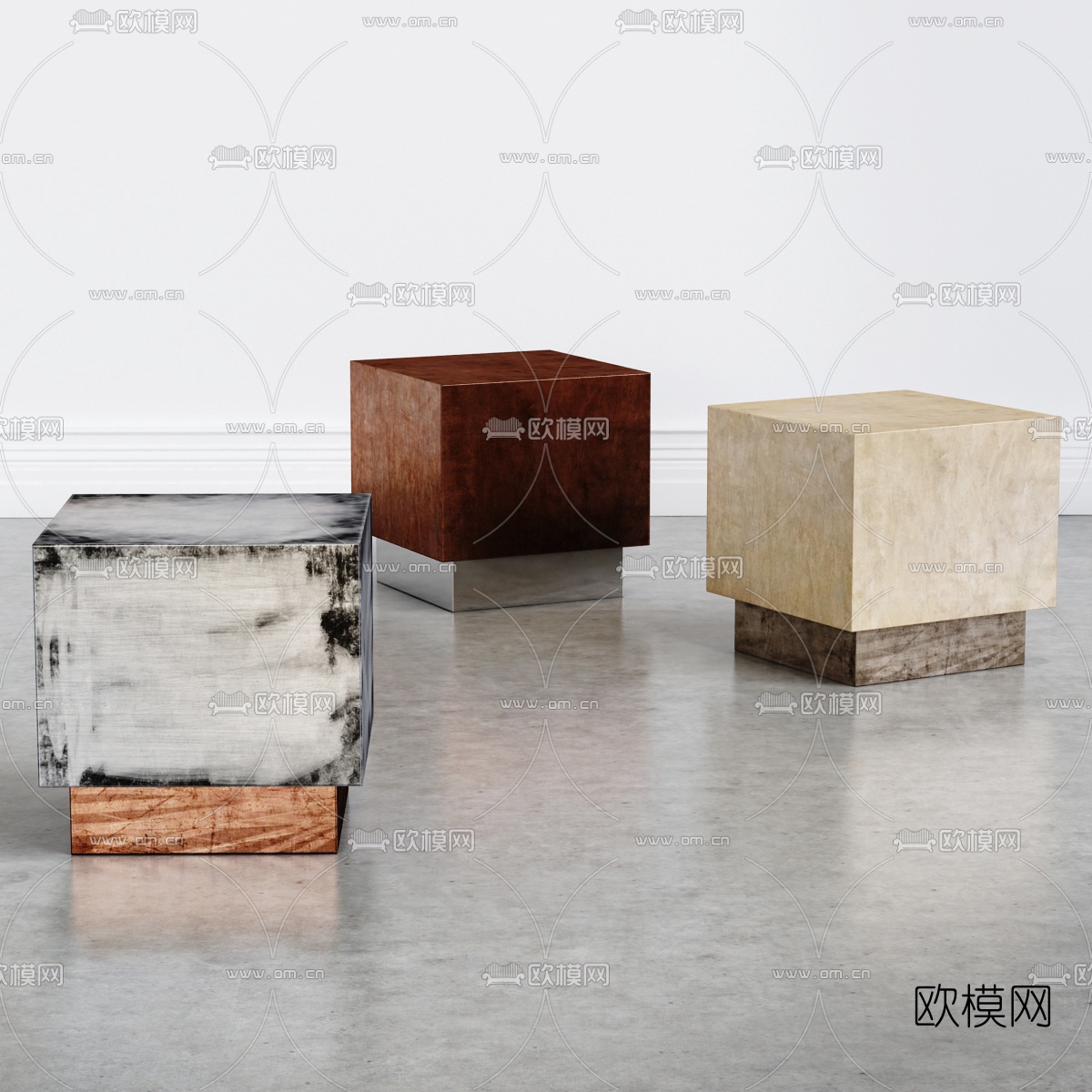 工业风方块凳子3d模型