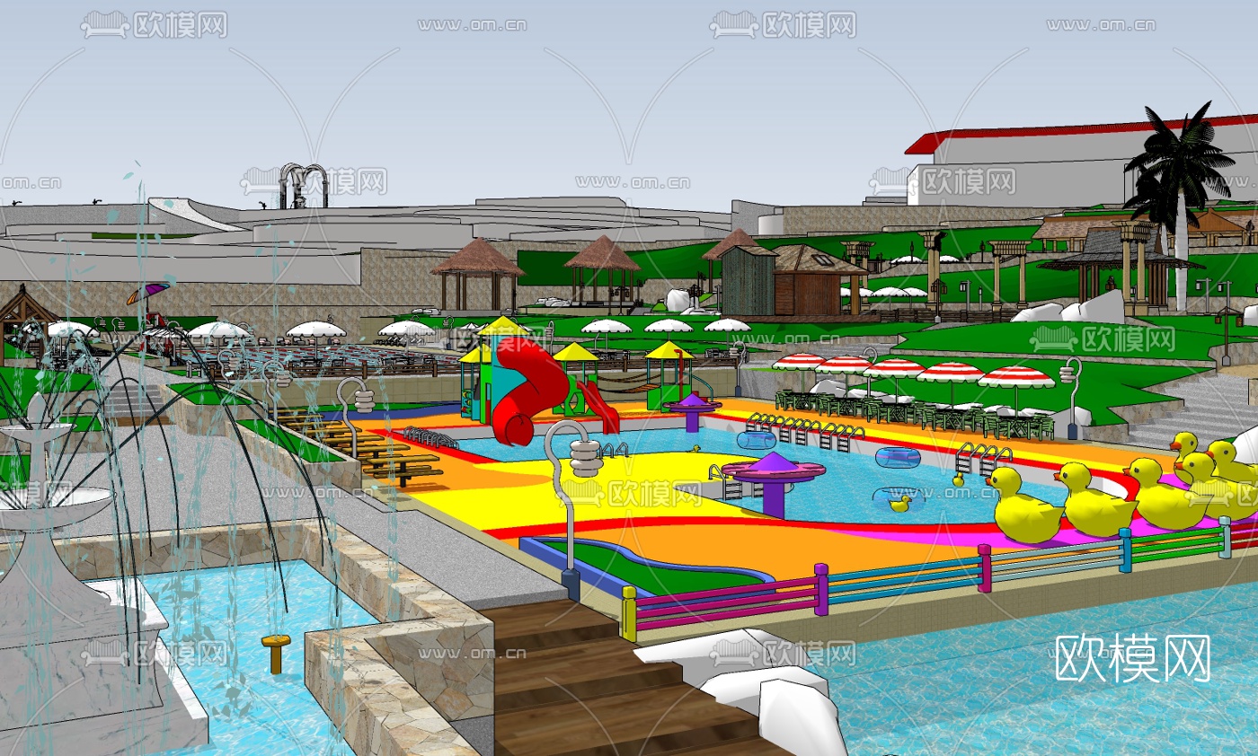 现代游乐场规划su模型下载（渲染图2）