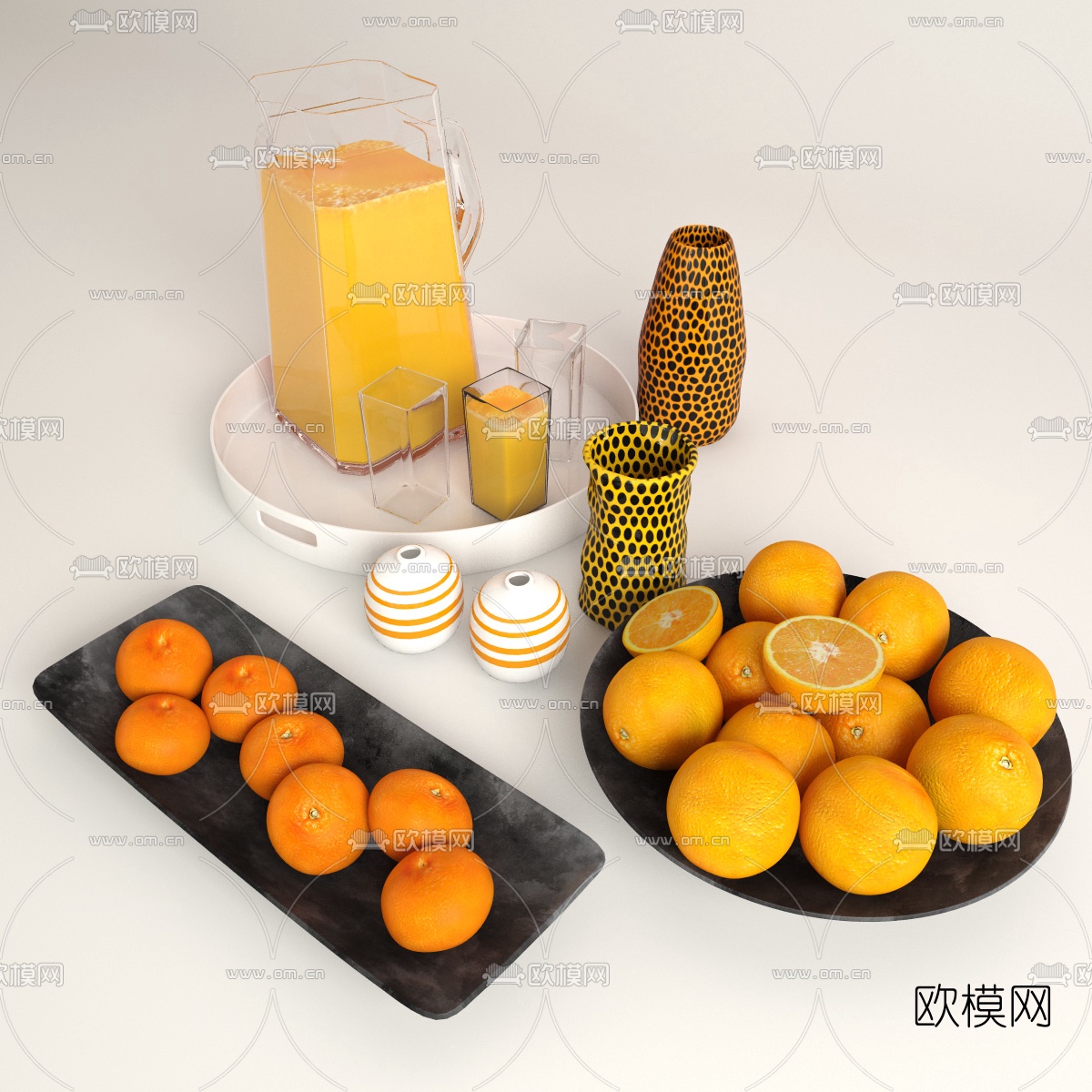 现代水果果盘3d模型下载（渲染图3）