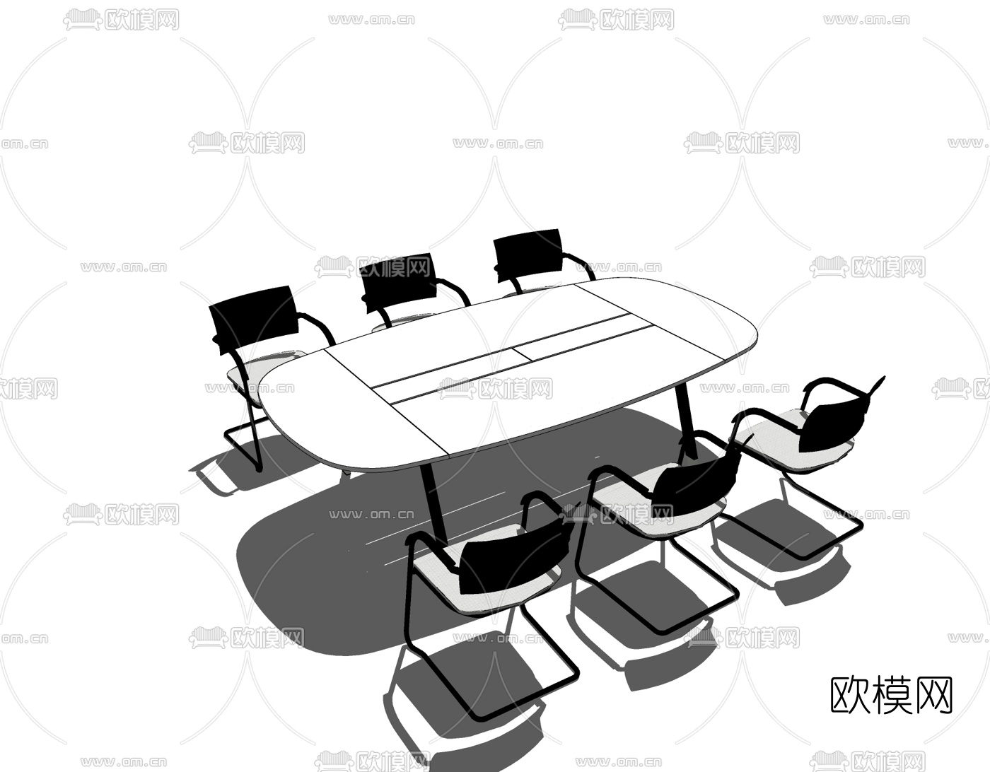 现代会议桌椅免费su模型下载