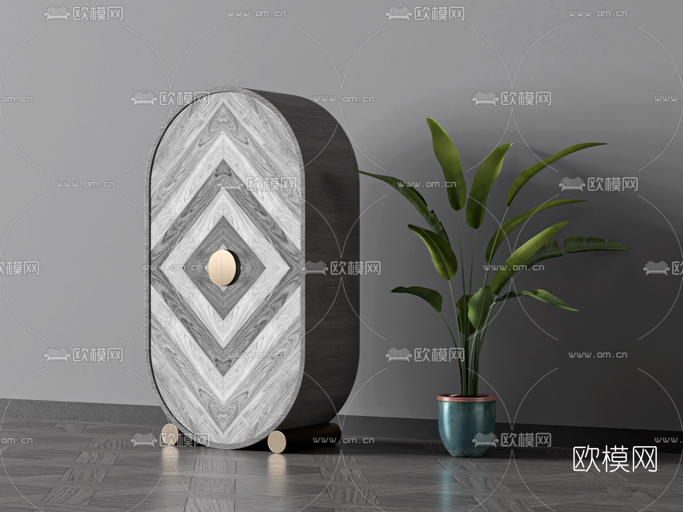 现代木质装饰柜3d模型