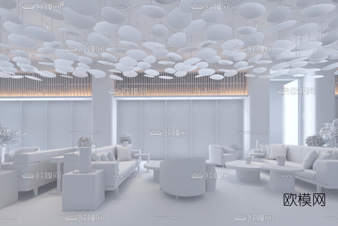 卡纳设计新中式售楼处洽谈区3D模型