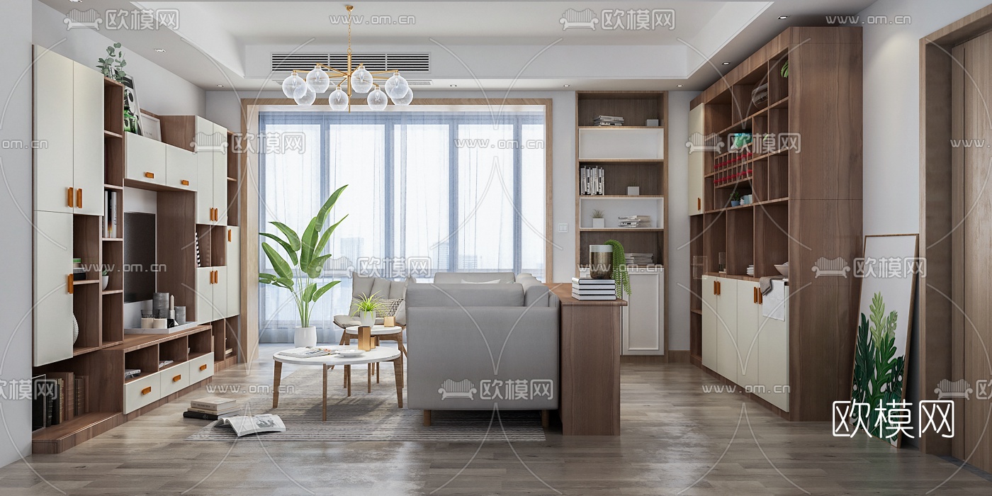北欧客厅3d模型下载（渲染图1）
