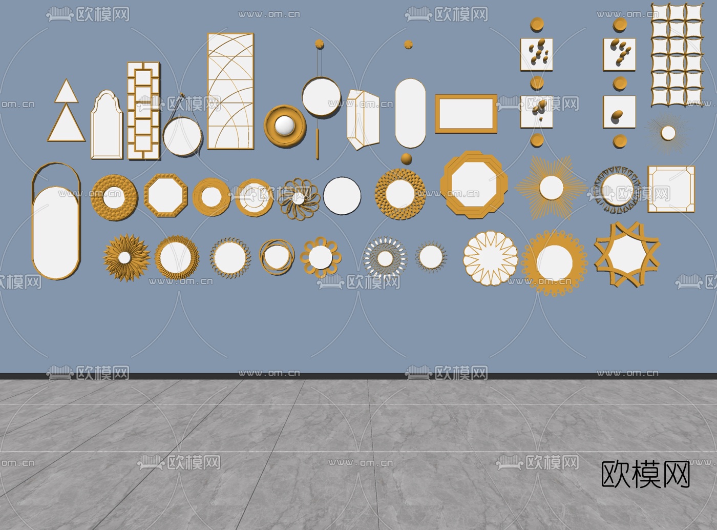 现代金属装饰镜子su模型下载