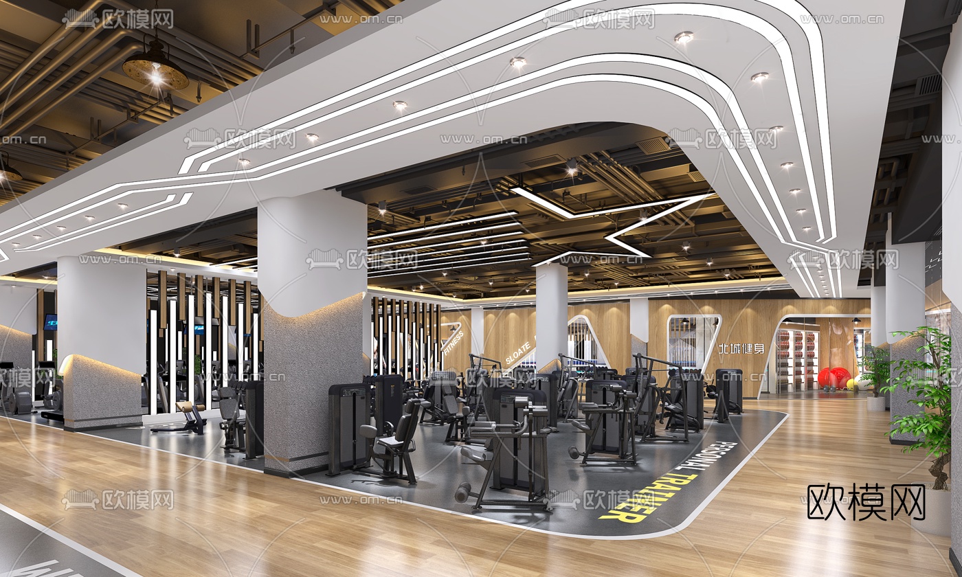 现代健身房3d模型下载（渲染图2）