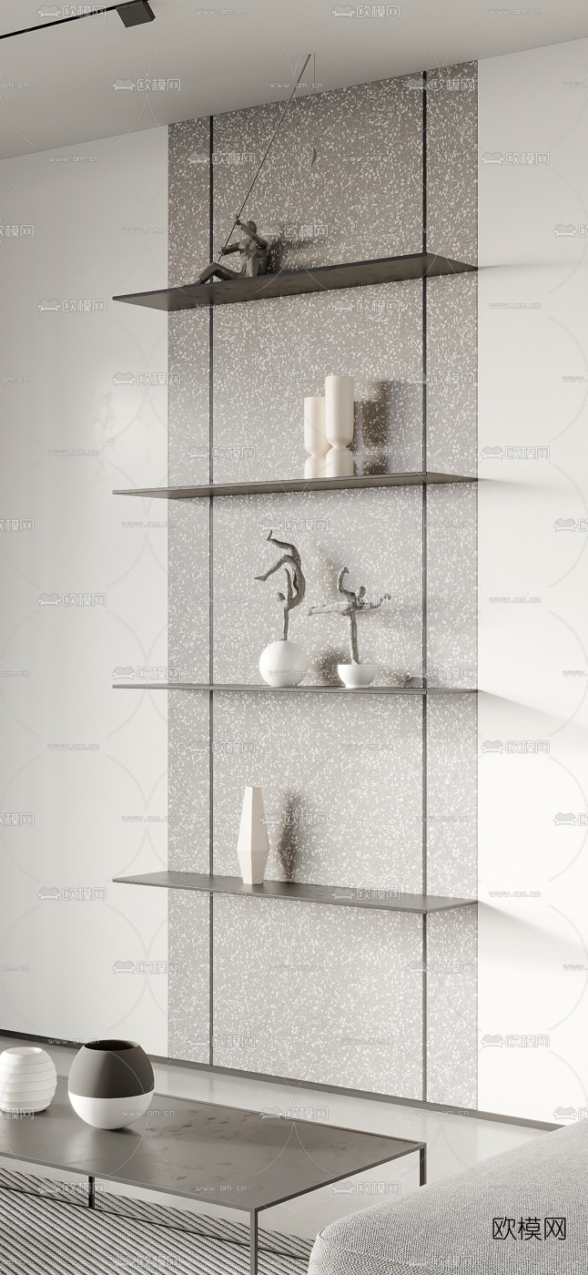 现代简约客厅餐厅3d模型